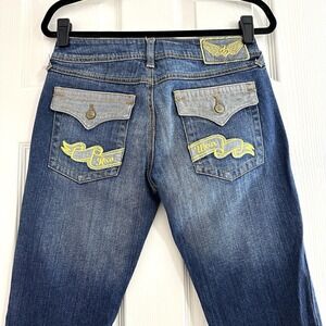 Y2K Rocawear Low Rise Bootcut Dark Faded Denim Jeans 33" Inseam Women's Size‎ 7